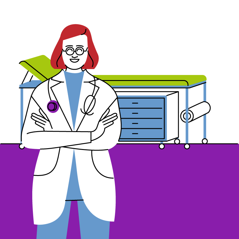 ÄrztIn in der Praxis Ärztin in Praxis zur leichten verständlichen Visualisierung für Einfache Sprache